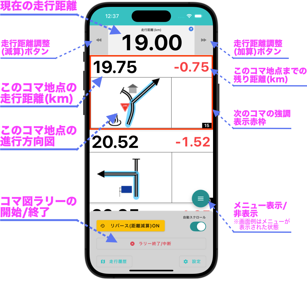 ラリー画面の解説